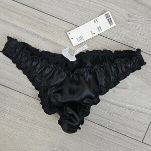 NWT Black Silk Ruffle Low Rise Undies